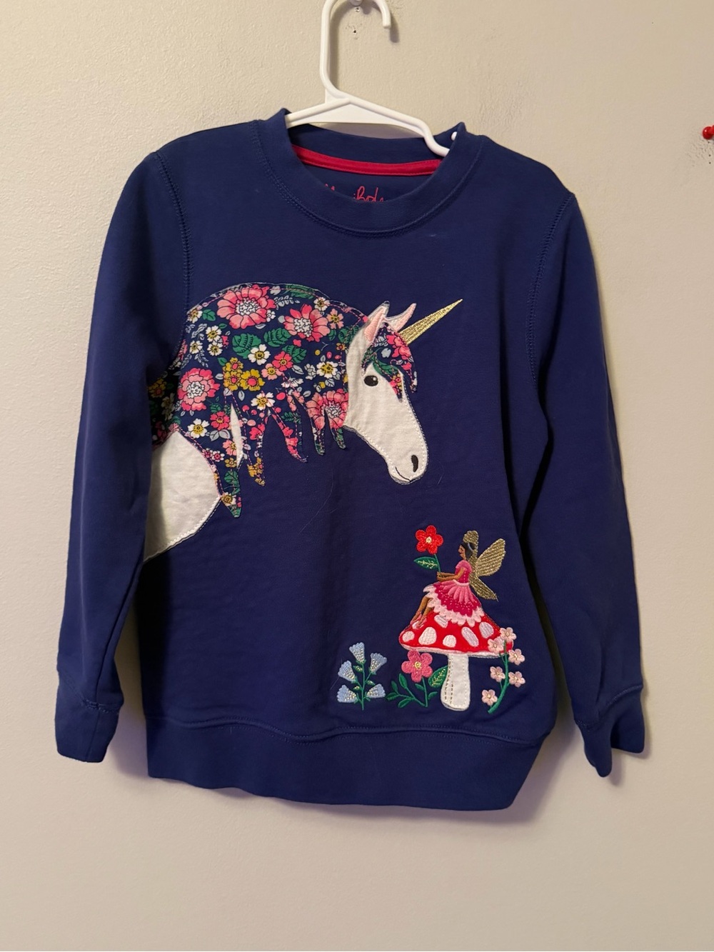 Mini Boden Navy Floral Unicorn Sweatshirt